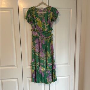 Anthropologie Green and Purple Cocktail Dress